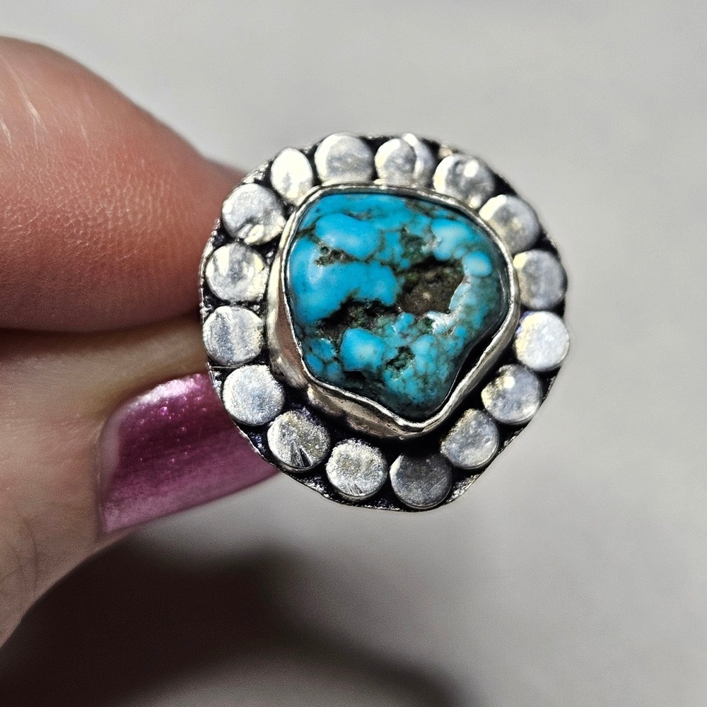 Turquoise Ring Women Size 6.25 Blue Sterling Silver 925 Southwestern